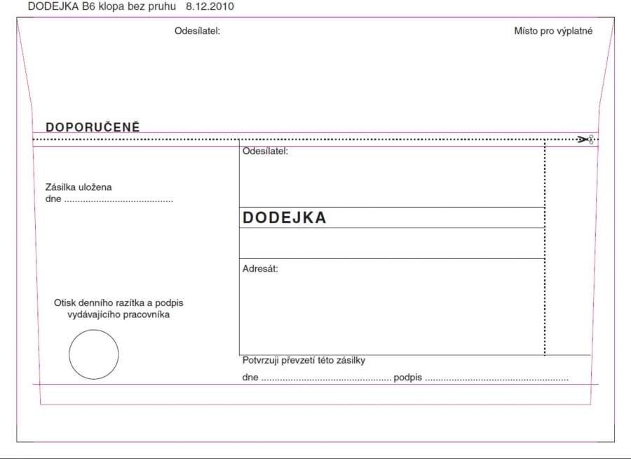 Dodejky B6 - bez pruhu, samolepicí, 100 ks
