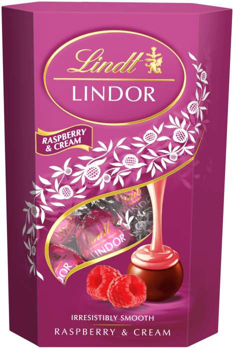 Čokoládové pralinky Lindor - malina, smetana, 200 g