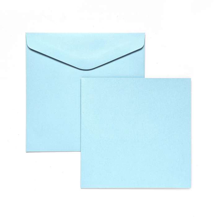 Sada obálek s kartičkami Smooth - 14,5 x 14,5 cm, saténově modrá, sada