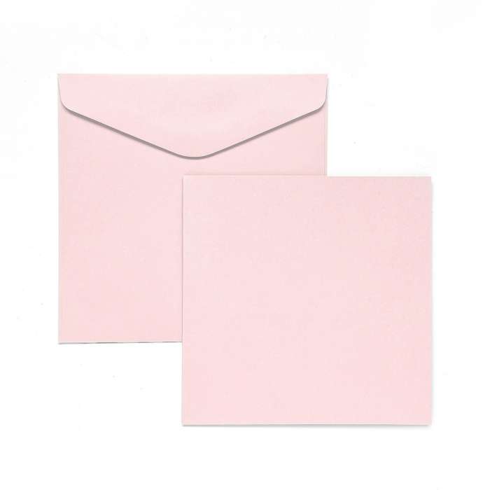 Sada obálek s kartičkami Smooth - 14,5 x 14,5 cm, saténově růžová,