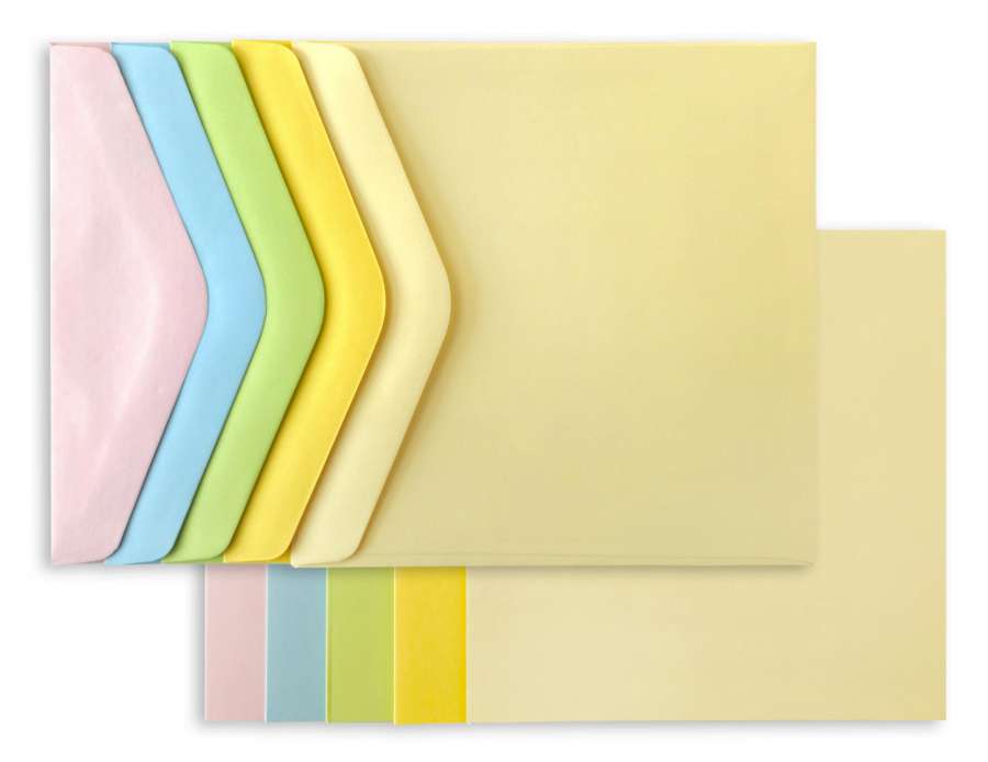 Sada obálek s kartičkami Smooth - 14,5 x 14,5 cm, saténový mix barev,