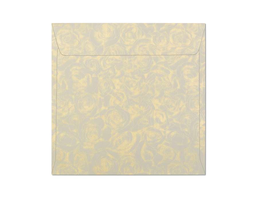 Ozdobné obálky - 15,8 x 15,8 cm, 120 g/m2, krémové, vzor růže, 10 ks