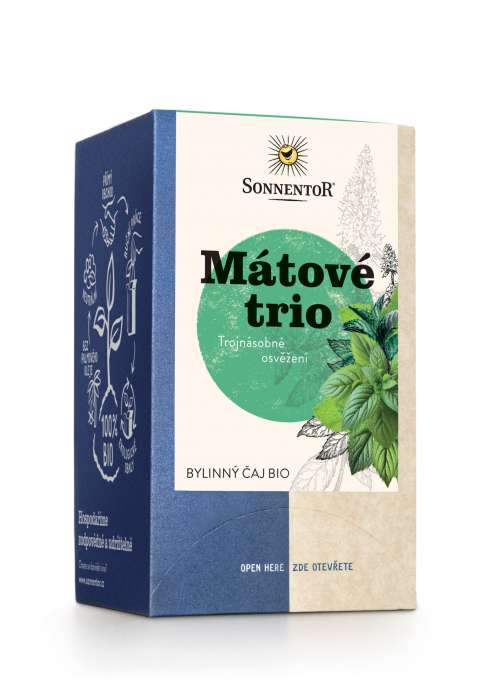 Bylinný čaj Sonnentor - Mátové trio, bio, 18 x 1,2 g, 21,6 g