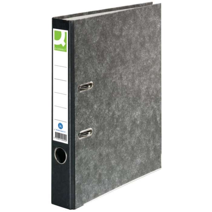 Pákový pořadač Q-Connect - A4, kartonový, 5 cm, mramor, černý hřbet, 1
