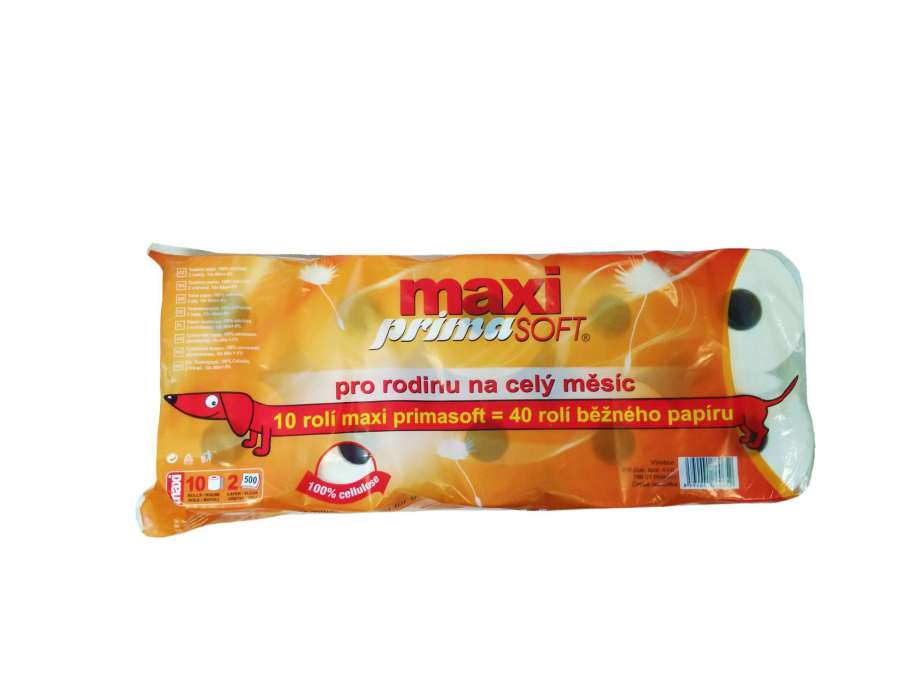 Toaletní papír PrimaSoft - 2vrstvý, bílý, 60 m, 10 rolí