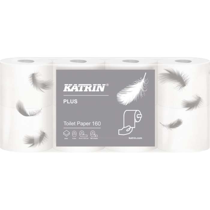 Toaletní papír Katrin - 2vrstvý, bílý, 18 m, 8 rolí
