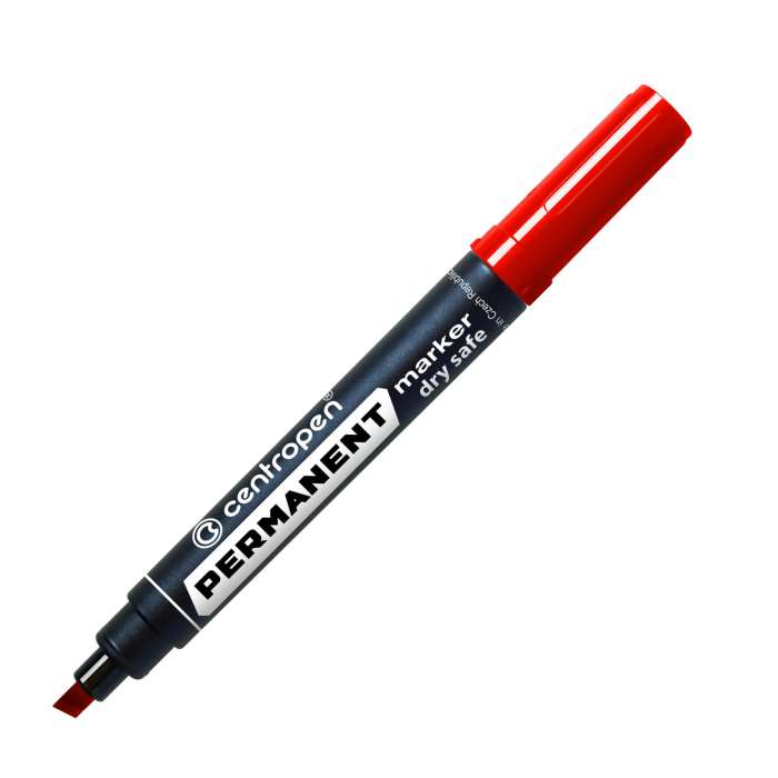Permanentní popisovač Centropen 8516 - zkosený hrot, červený, 10 ks