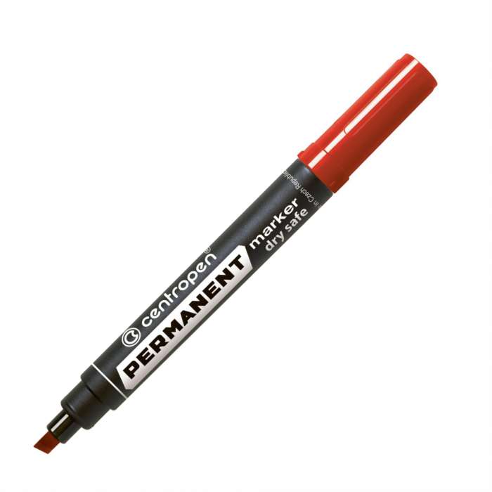 Permanentní popisovač Centropen 8516 - zkosený hrot, červený