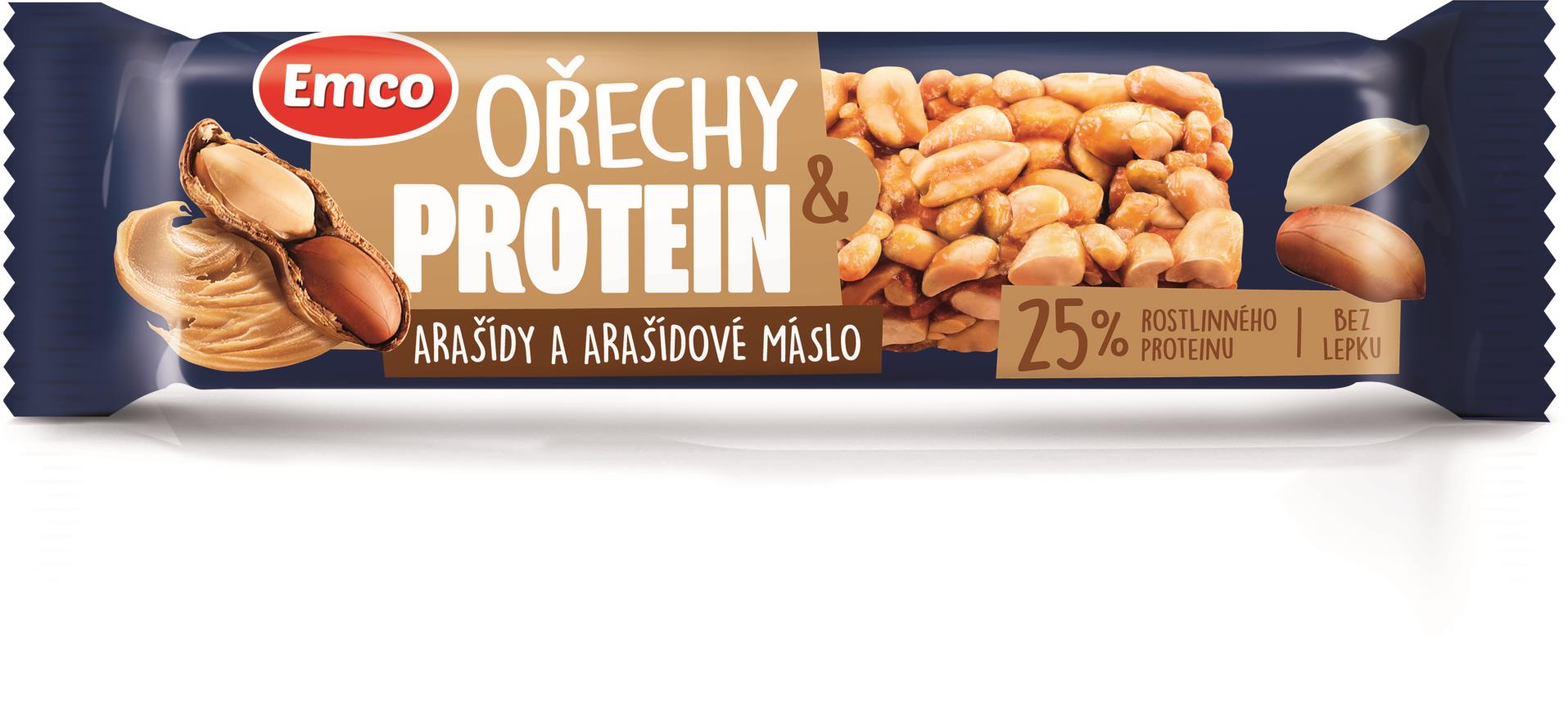 Emco Tyčinka s ořechem a proteinem, arašídová, 40 g