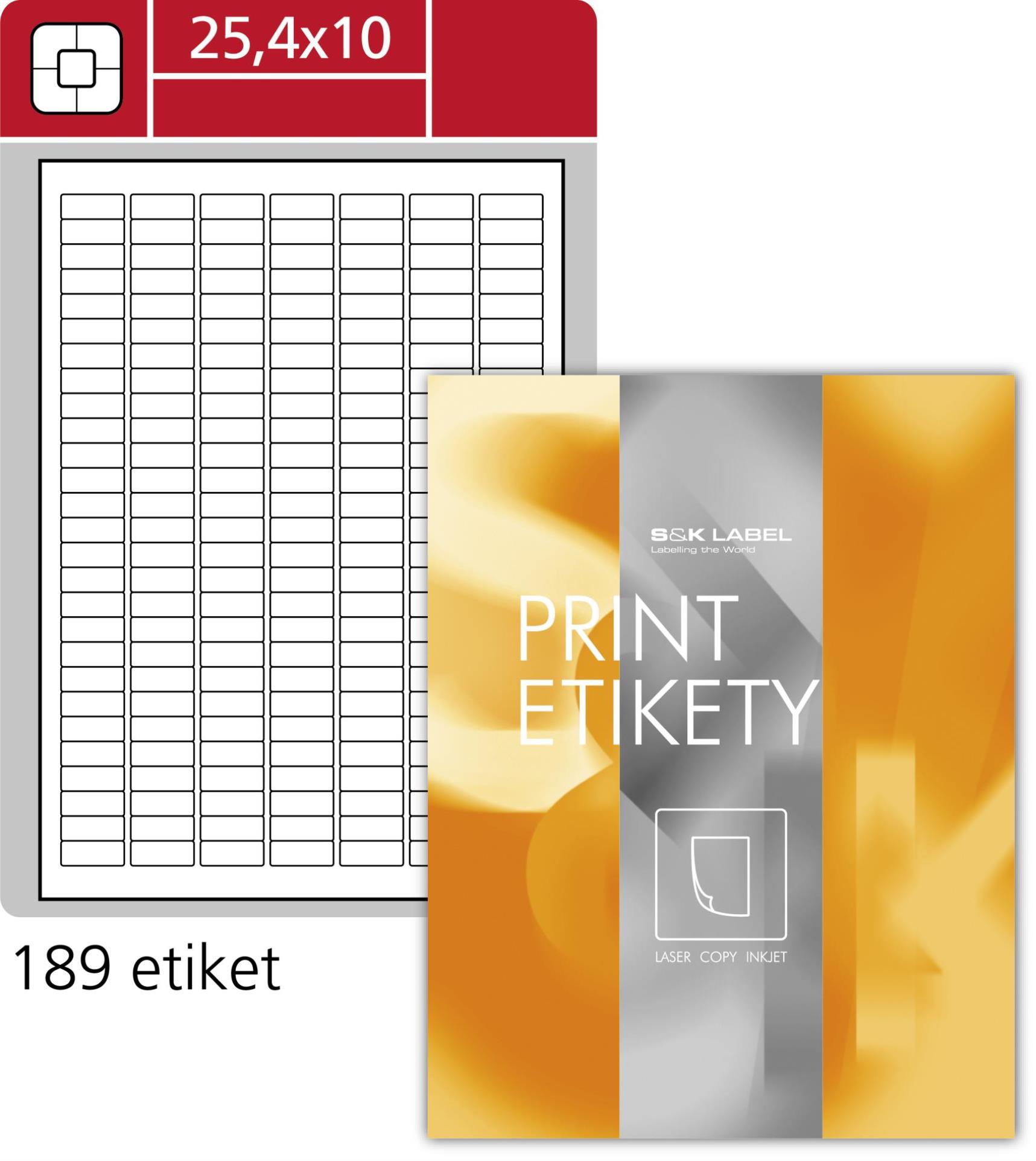 Samolepicí etikety SK Label - 25,4 x 10,0 mm, 18 900 etiket 725 bílé