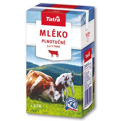 Trvanlivé mléko Tatra - plnotučné, 1 l, 3,5% tuku