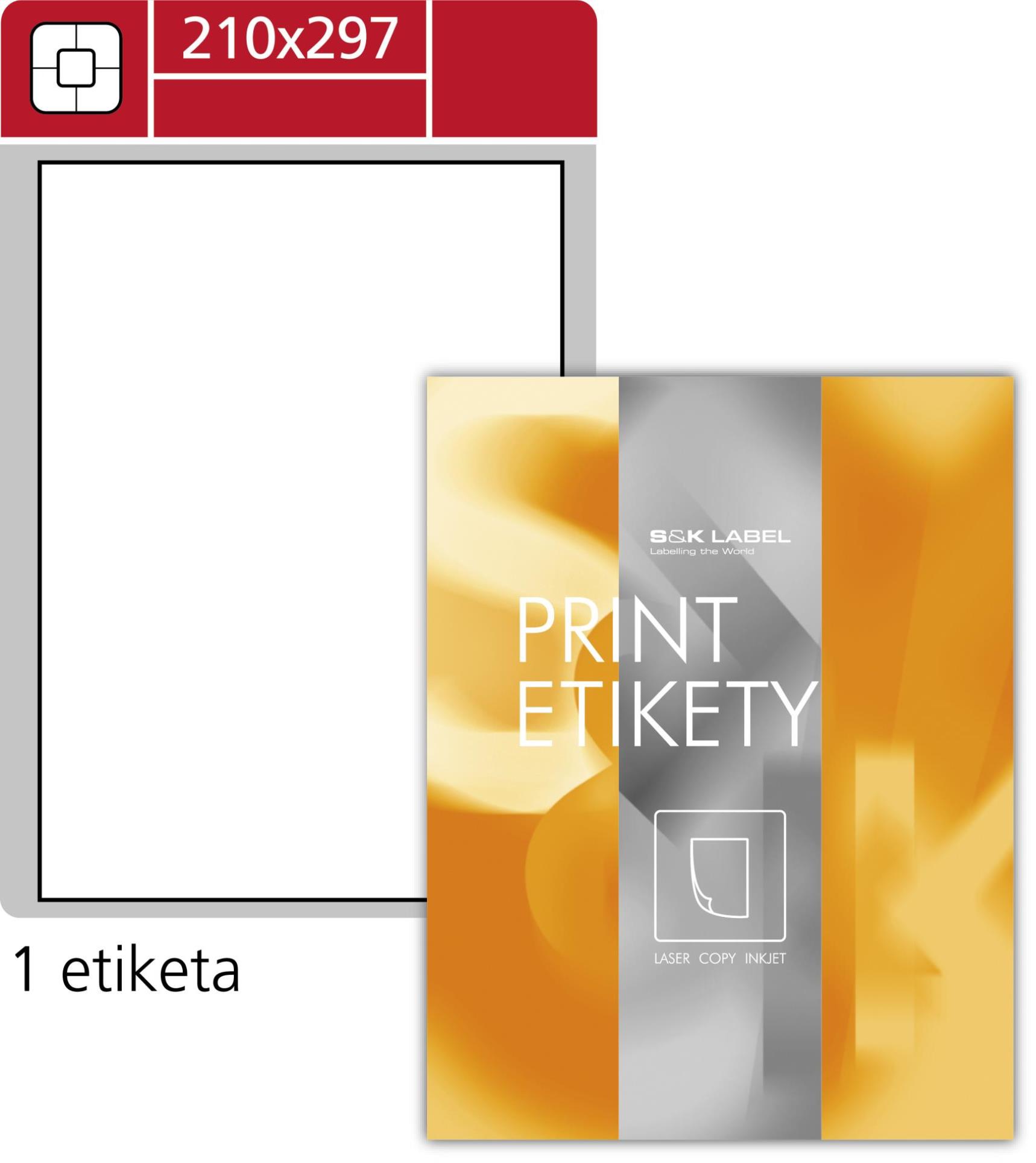 SK Label Lesklé etikety - bílá, 210,0 x 297,0 mm, 100 ks