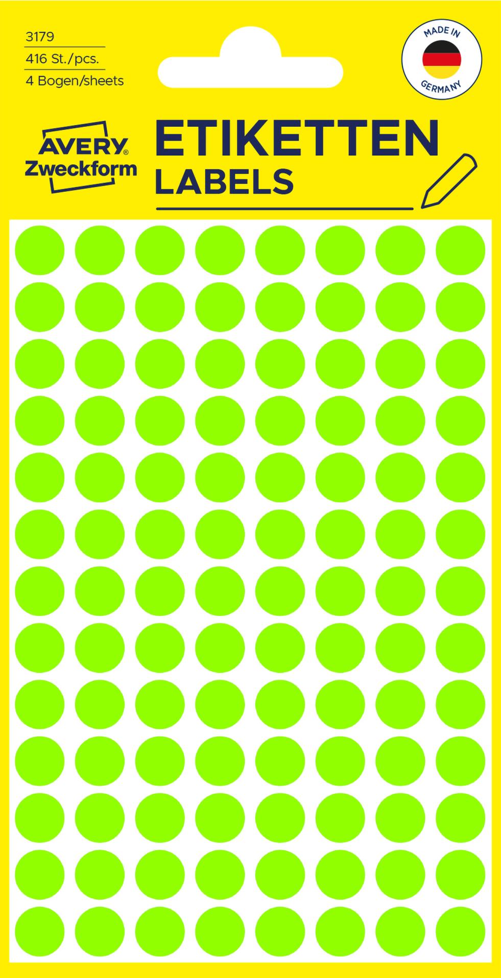 Levně Avery Zweckform 3179 etikety 18mm 4 ks neon zelené