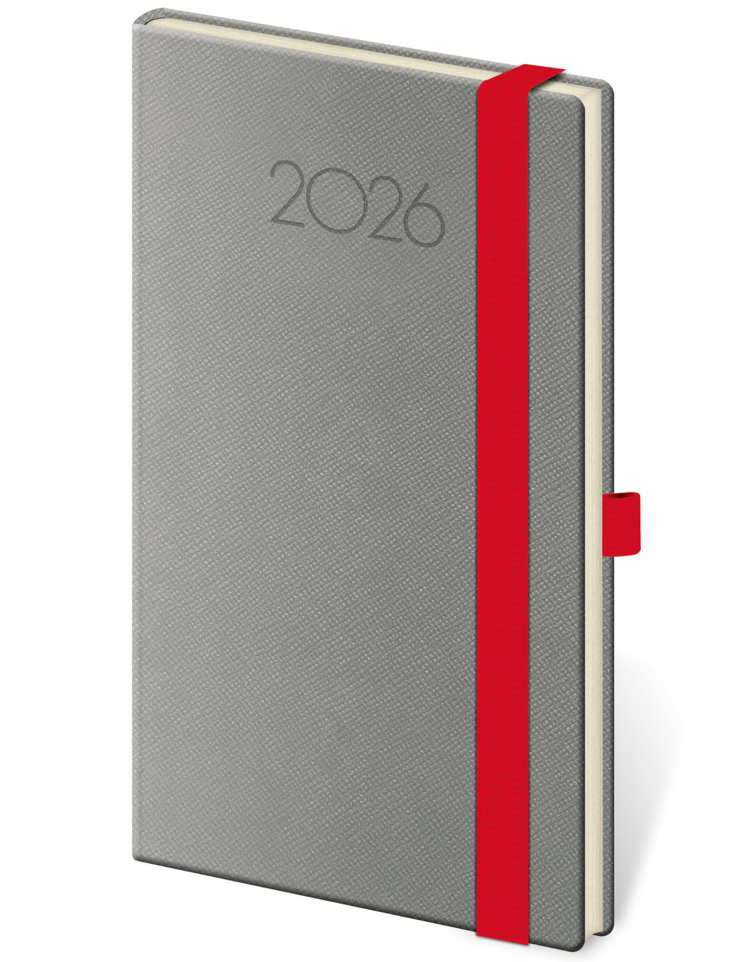 Týdenní kapesní diář 2025 New Praga - tmavě šedý