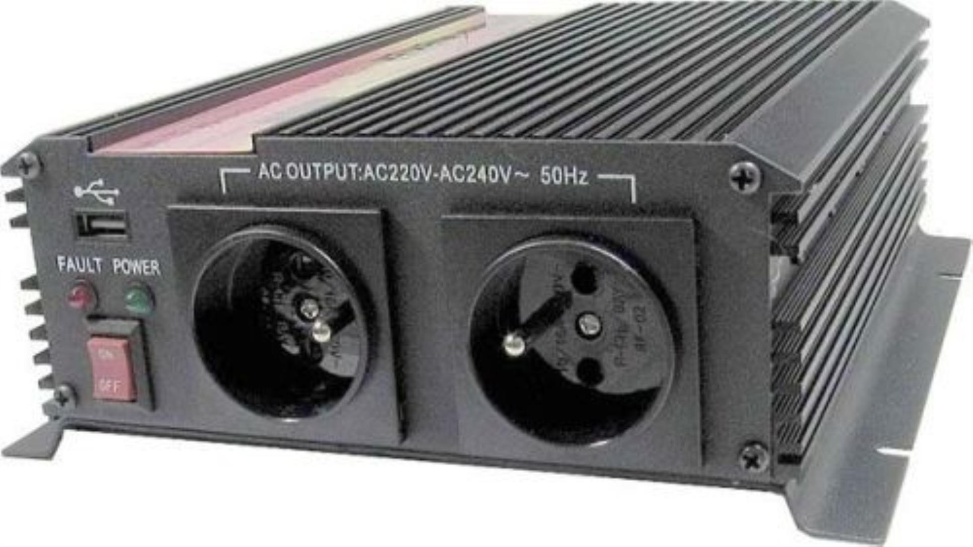 Měnič napětí Carspa CAR1KU-24 24V/230V+USB 1000W,
