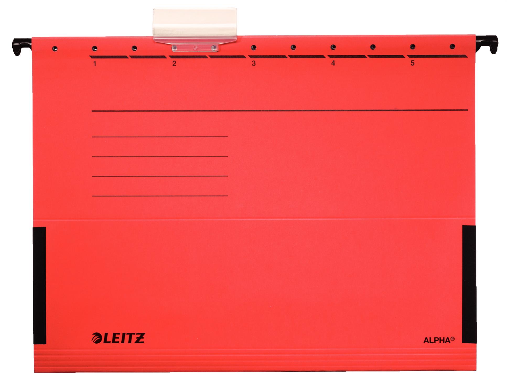 Desky závěsné Leitz Alpha s bočnicemi červené, 25 ks