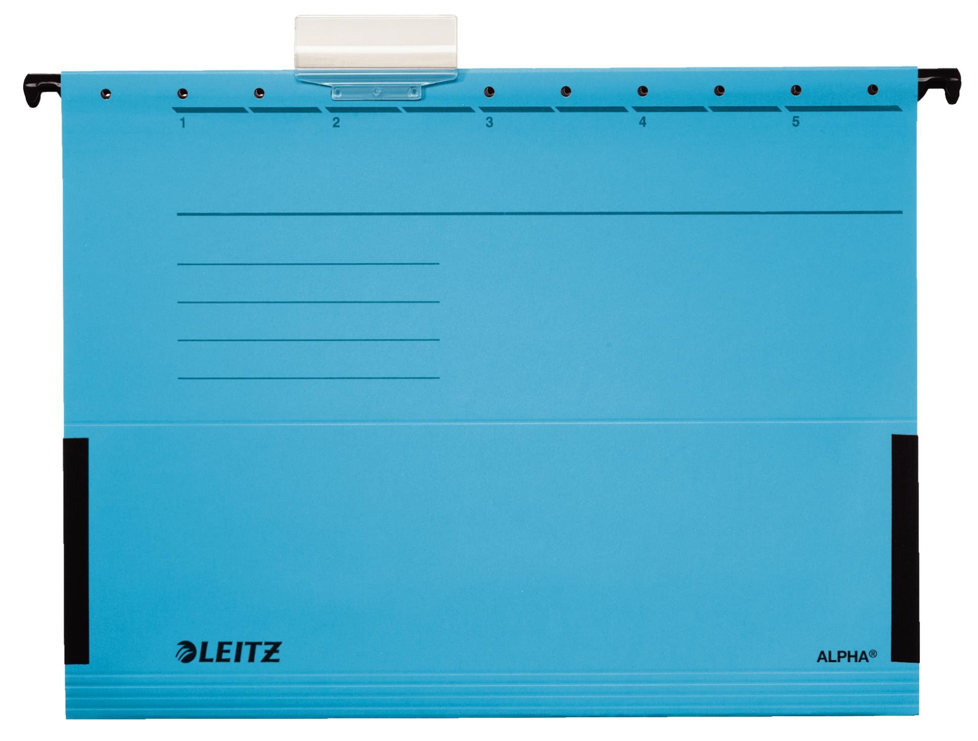 Desky závěsné Leitz Alpha s bočnicemi modré, 25 ks