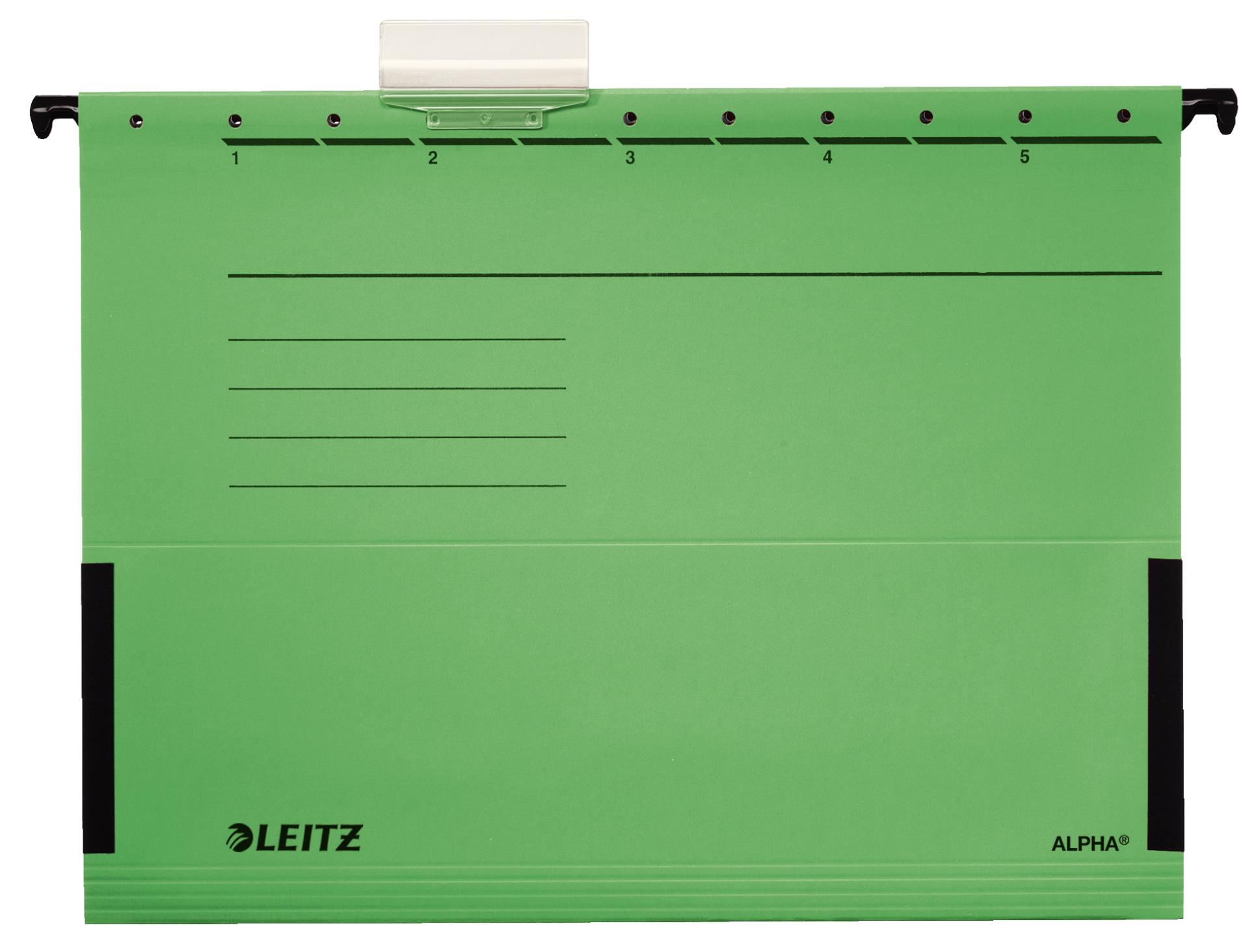Desky závěsné Leitz Alpha s bočnicemi zelené, 25 ks