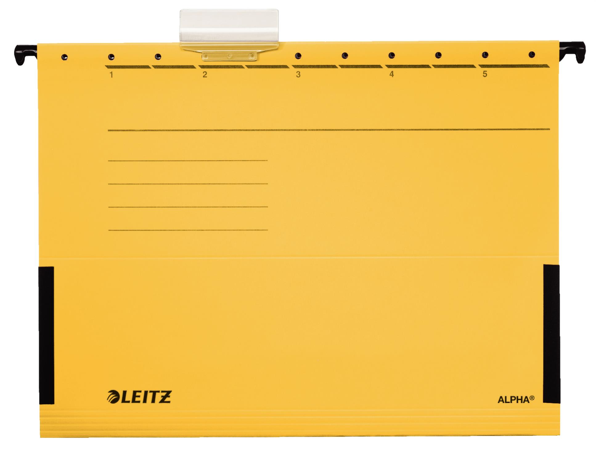 Desky závěsné Leitz Alpha s bočnicemi žluté, 25 ks