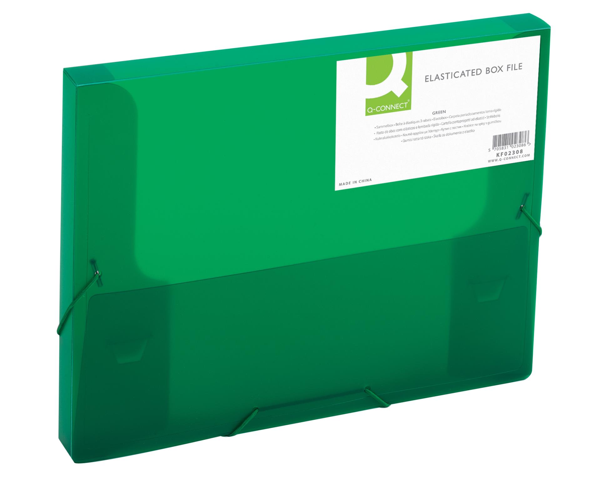 Q-CONNECT Box na spisy Q-C A4 s gumič., transp. zelená 2,5cm