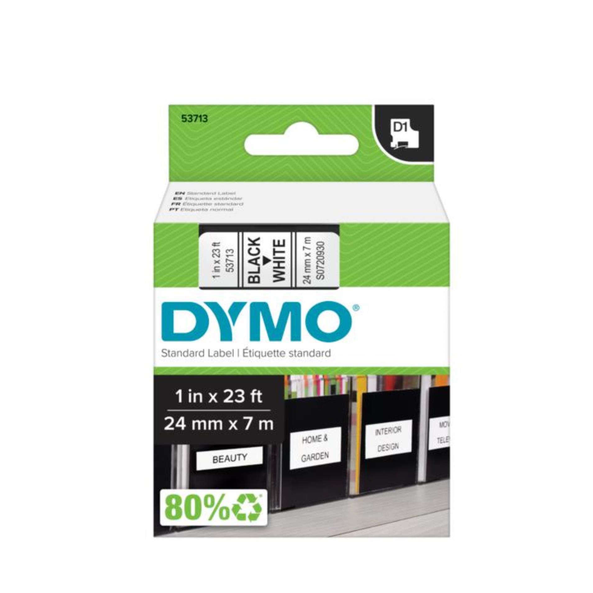 Levně Páska Dymo D1 - bílá, šířka 24 mm, návin 7 m, černé písmo
