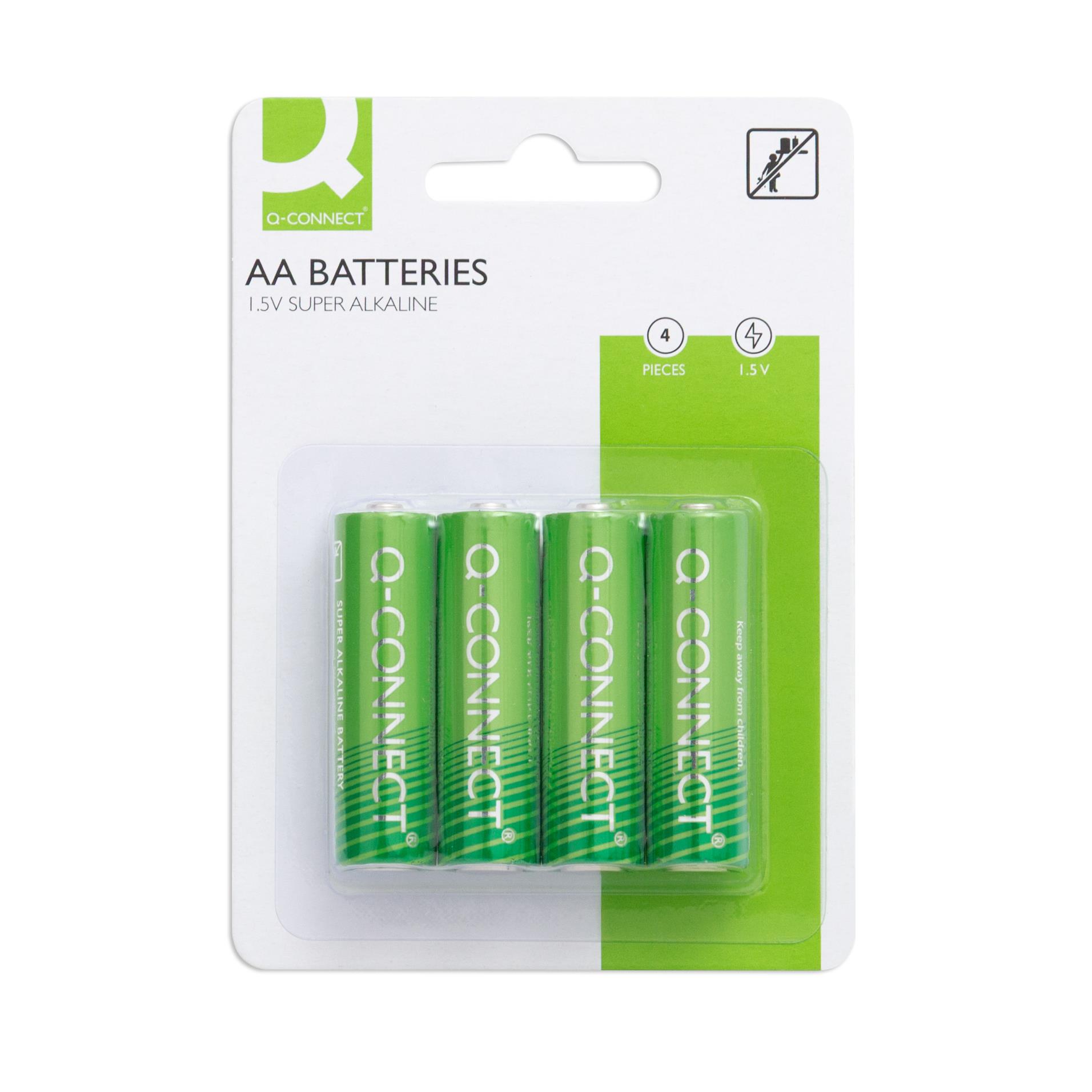 Alkalické tužkové baterie Q-Connect - AA, 1,5V, 4 ks