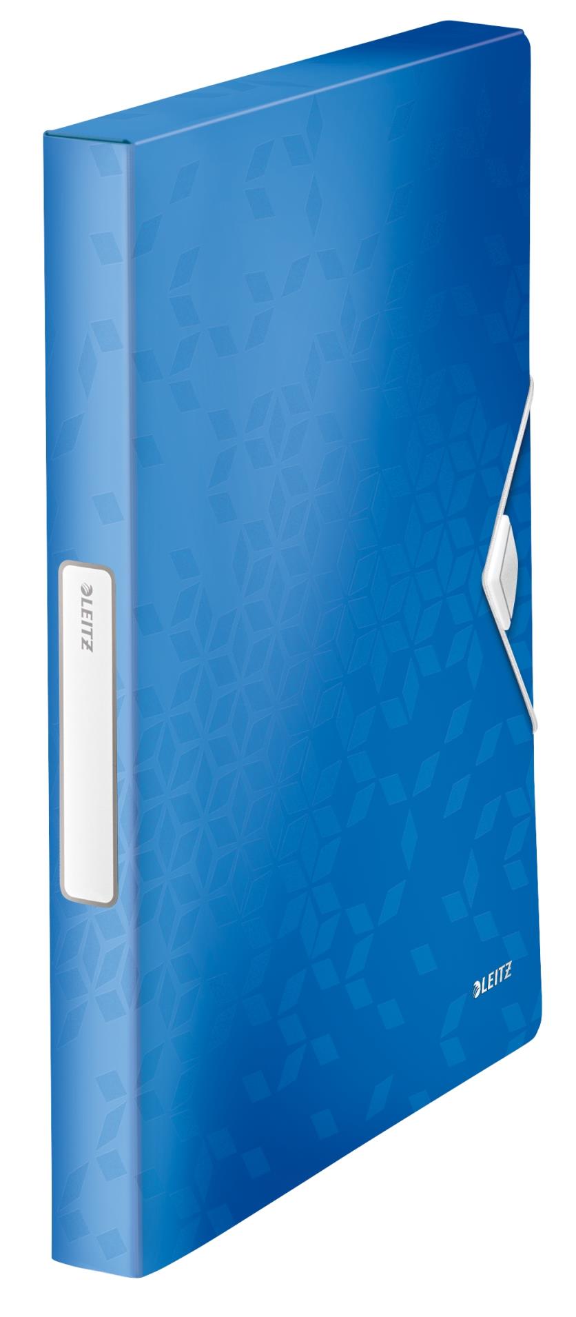 Box na dokumenty s gumičkou LEITZ WOW - A4, metalicky modrý