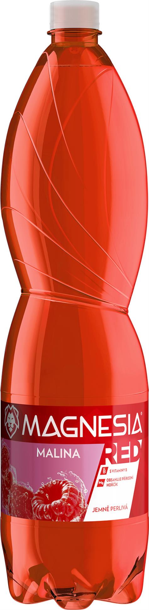 Ochucená minerální voda Magnesia Red - jemně perlivá, malina, 1,5 l, 6 ks