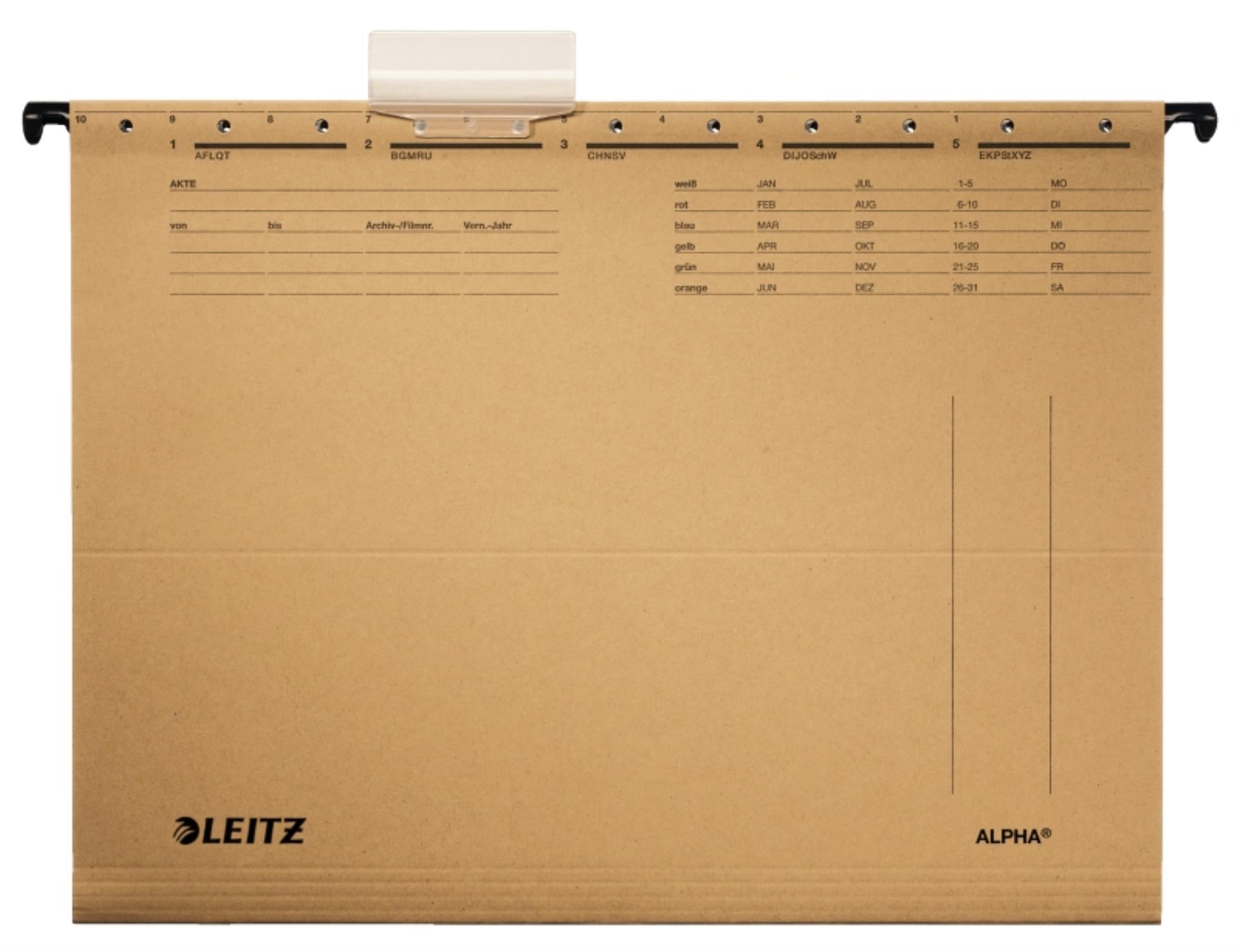 Desky závěsné papírové LEITZ Alpha A4, bez bočnic, 25 ks