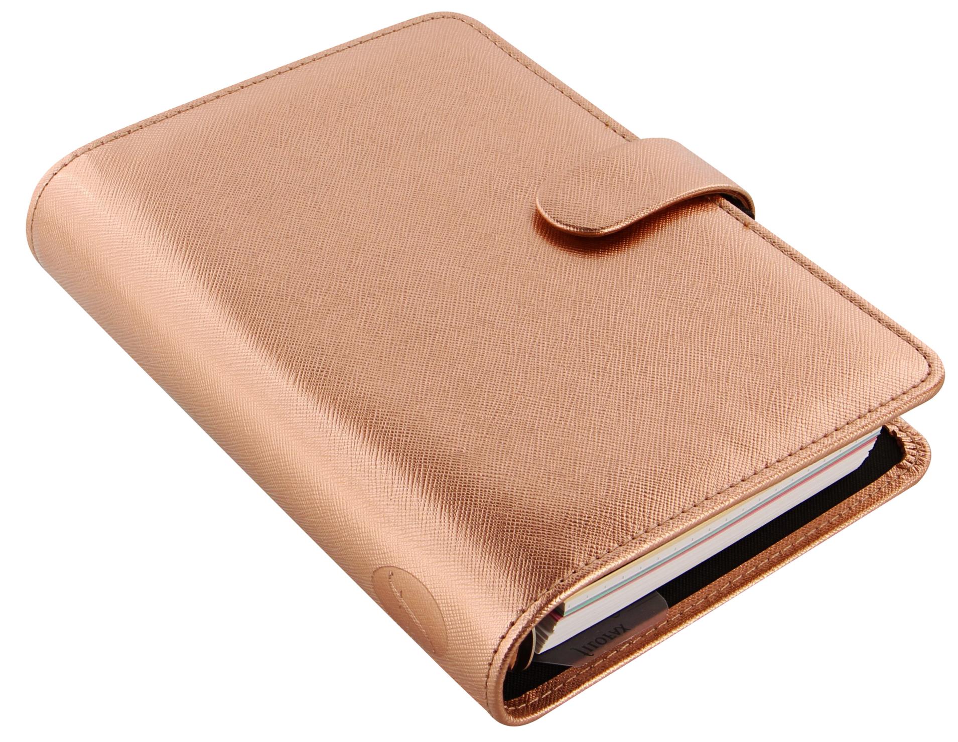 Diář Filofax Saffiano Metallic - A6, týdenní, růžovozlatý