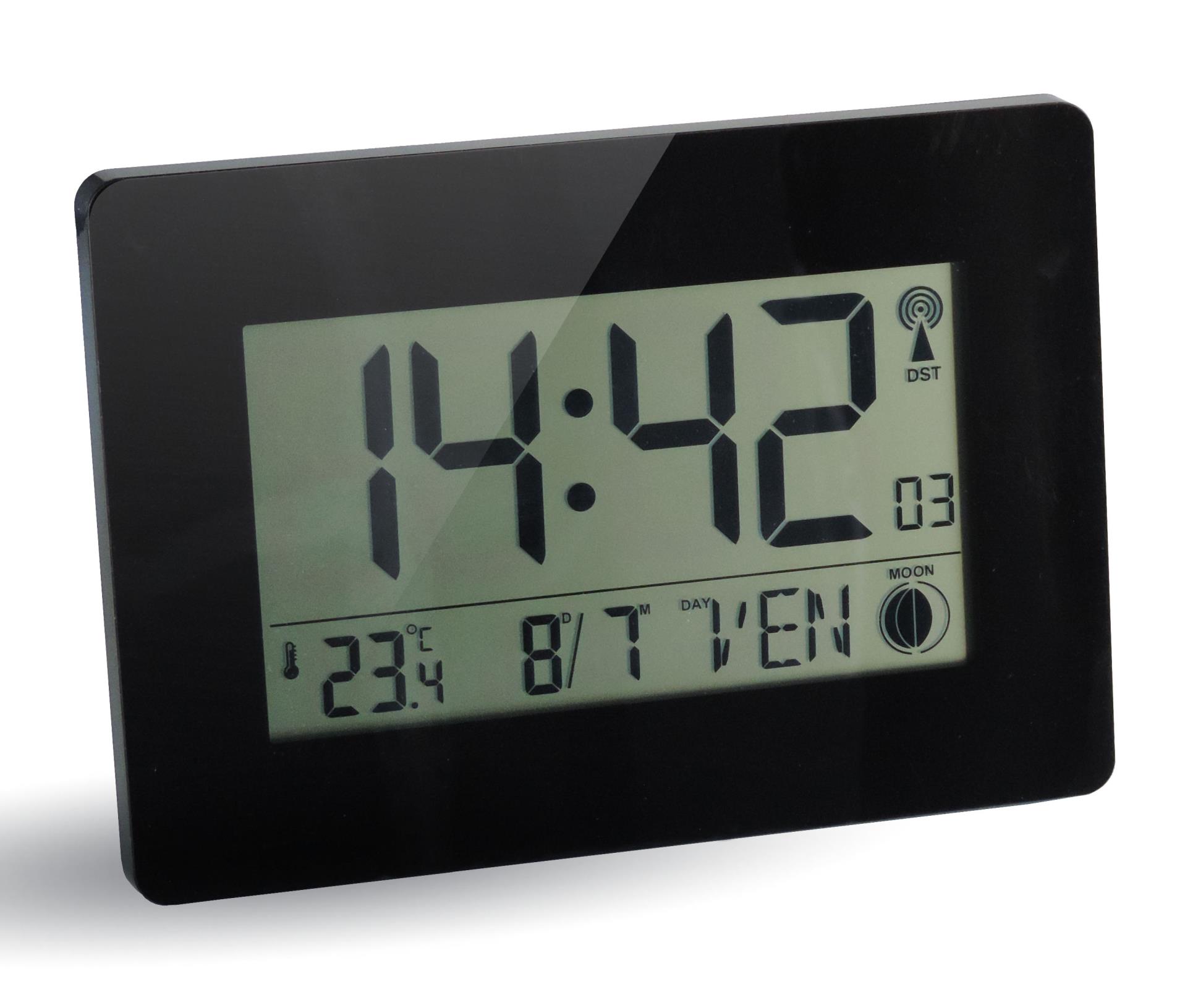 Digitální hodiny RC LCD - lesklé, černé