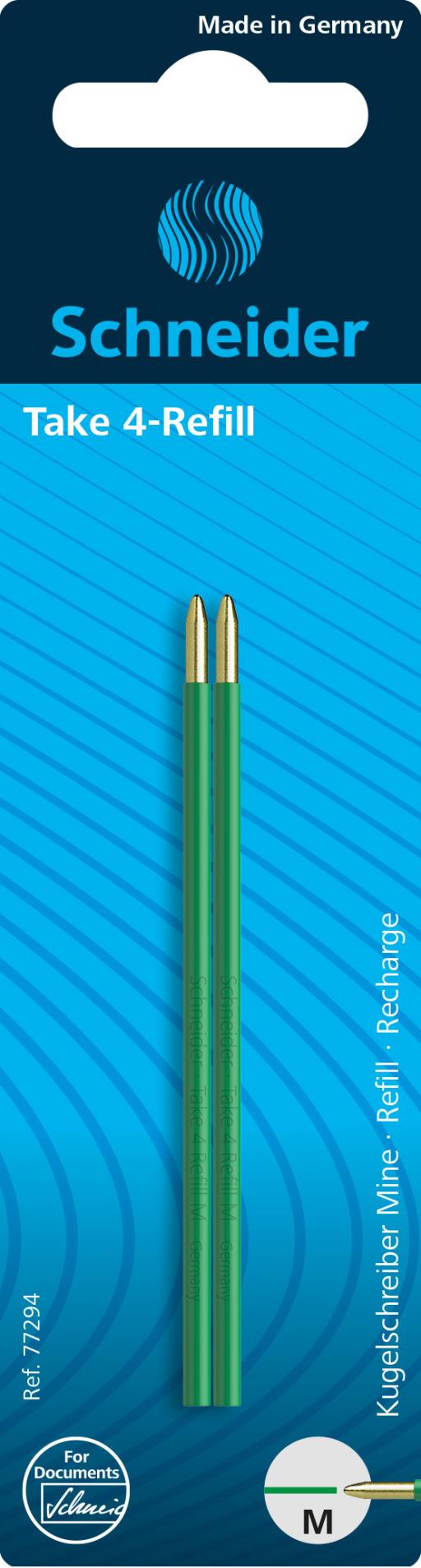 Levně Náhradní náplně Schneider Take4-Refill - blistr 2x zelená