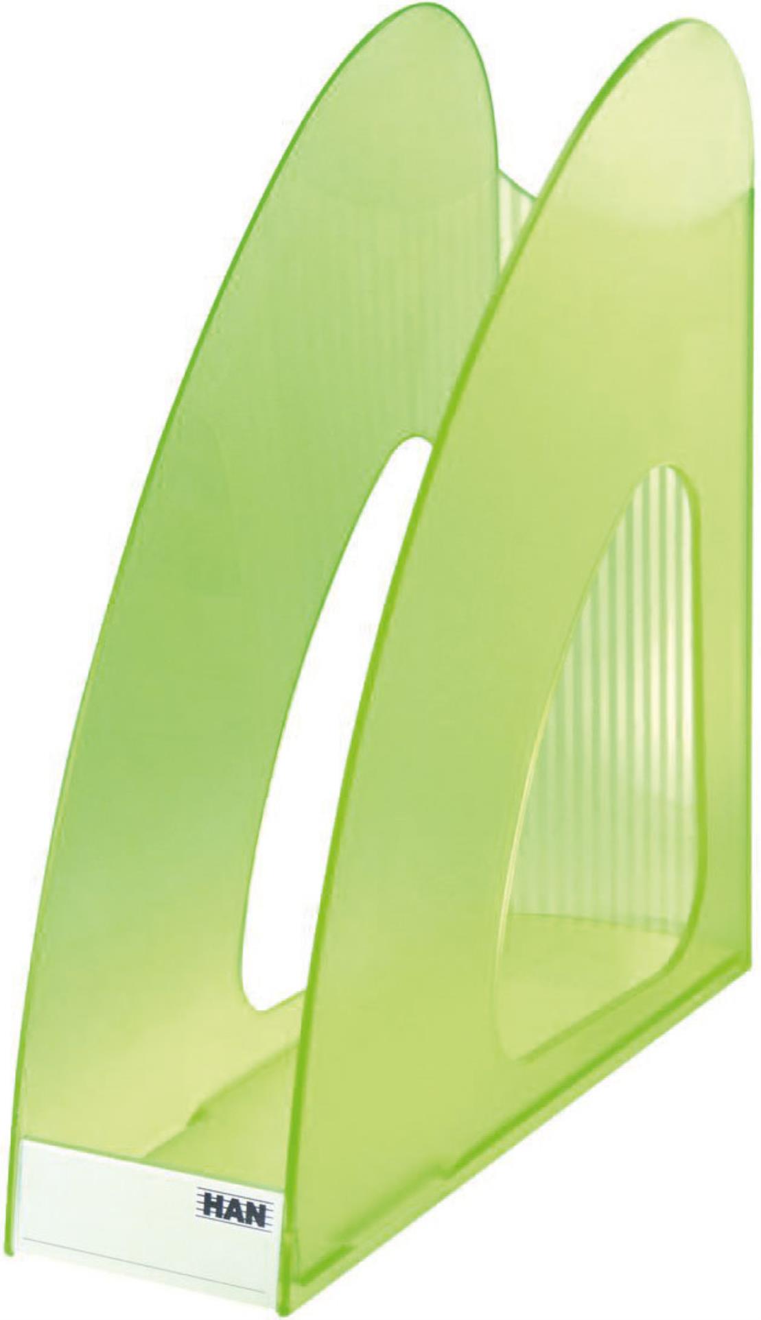 HAN Stojan na časopisy TWIN - plastový, transparentní zelený
