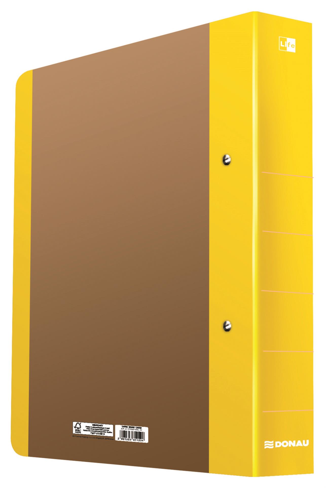 2kroužkový pořadač Donau Life - A4, 5 cm, neonový žlutý, 1 ks