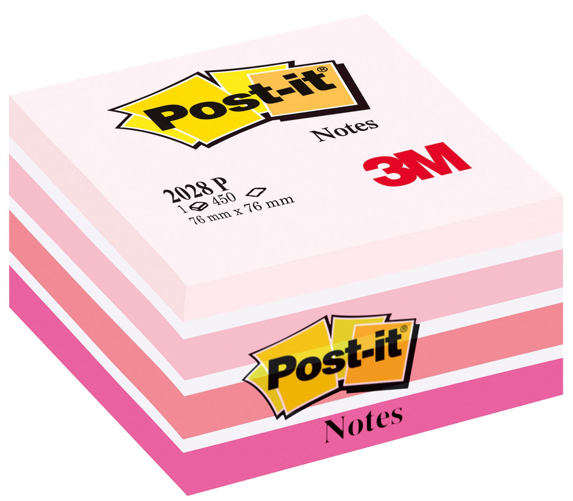 Samolepicí kostka Post-it - 76 x 76 mm, aquarelle růžová, 450 lístků