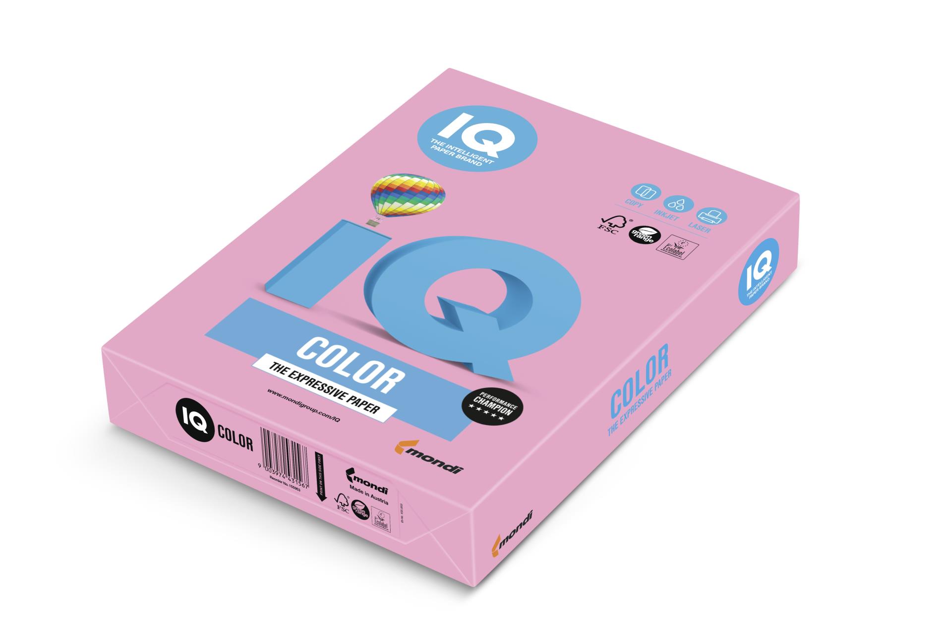 Barevný papír IQ A4 - růžový PI25, 80g/m2, 500 listů