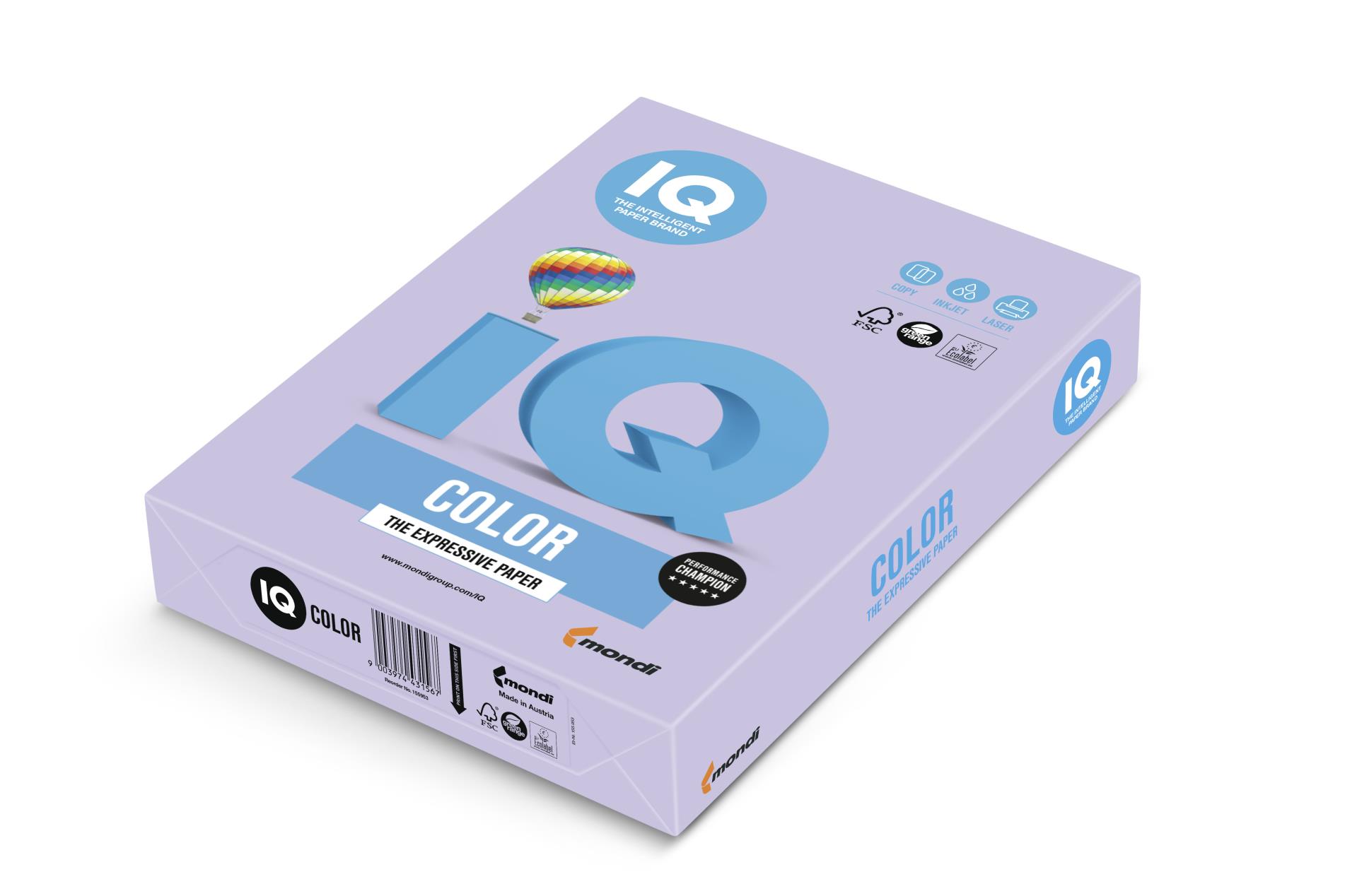 Barevný papír IQ A4 - levandulový LA12, 80g/m2, 500 listů
