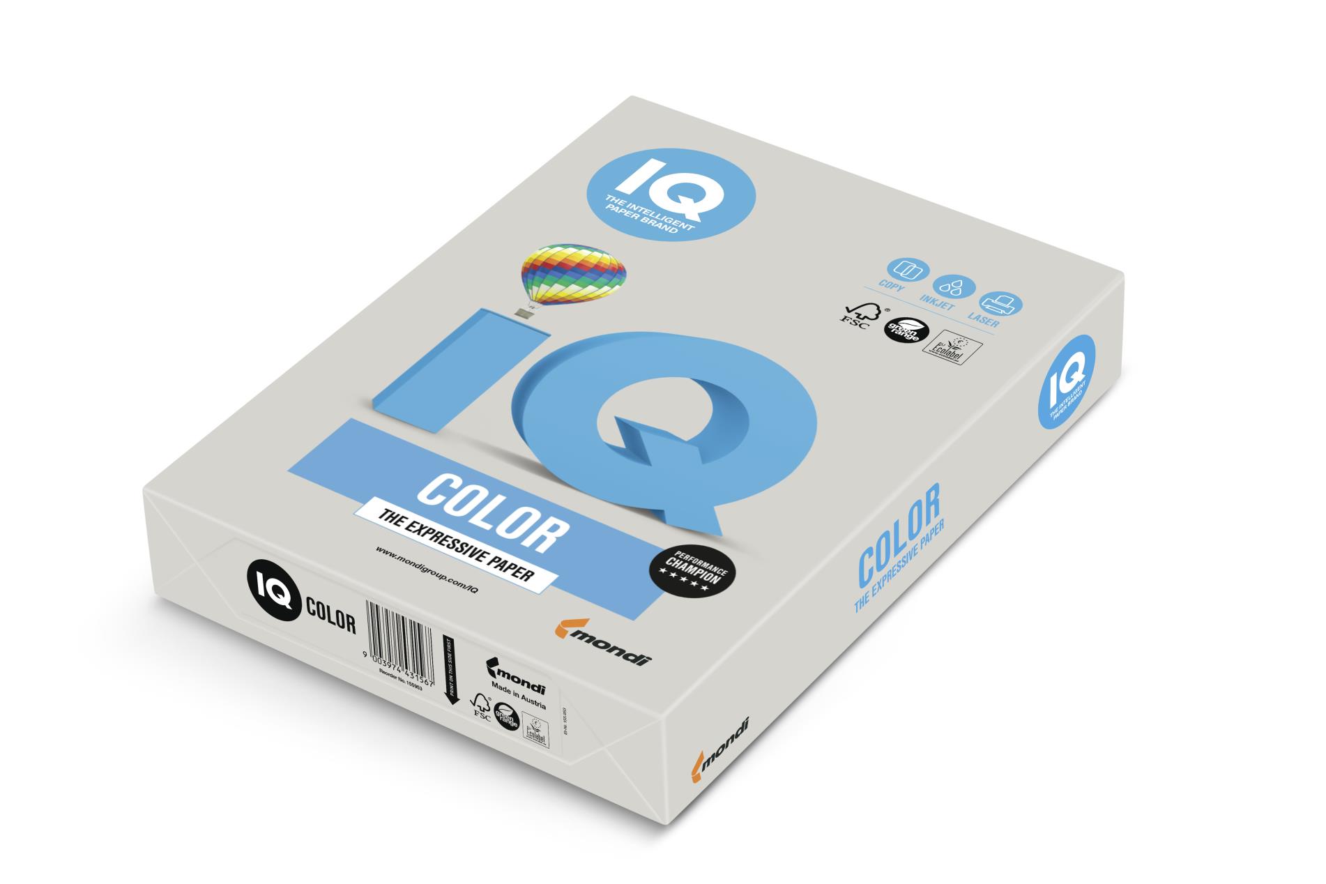 Barevný papír IQ A4 - šedý GR21, 80g/m2, 500 listů