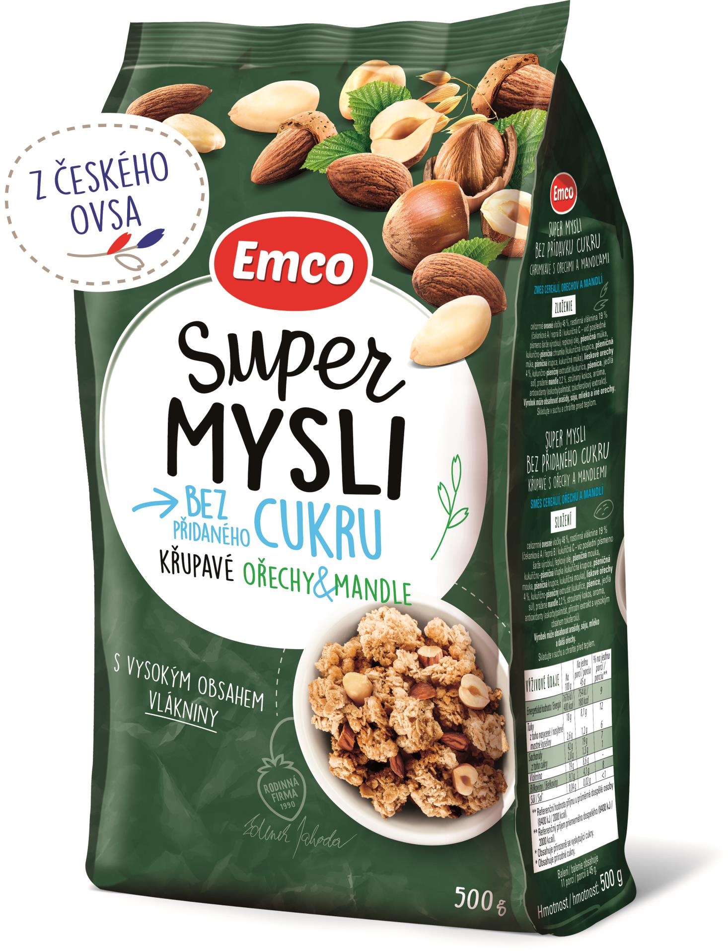 Křupavé mysli Emco - ořechy a mandle, bez cukru, 500g