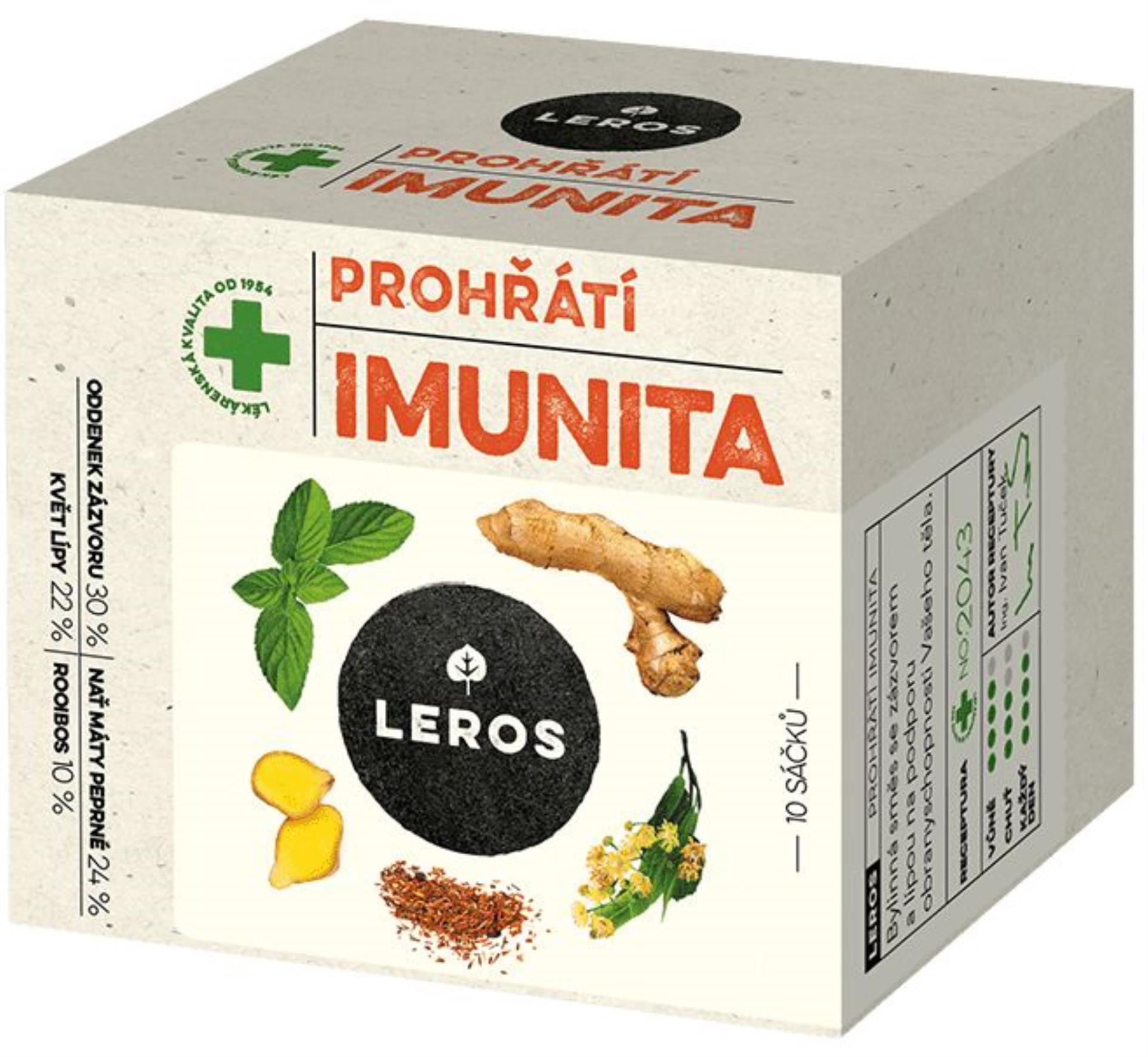 Bylinný čaj Leros Imunita - prohřátí Lípa a zázvor, 10x2 g