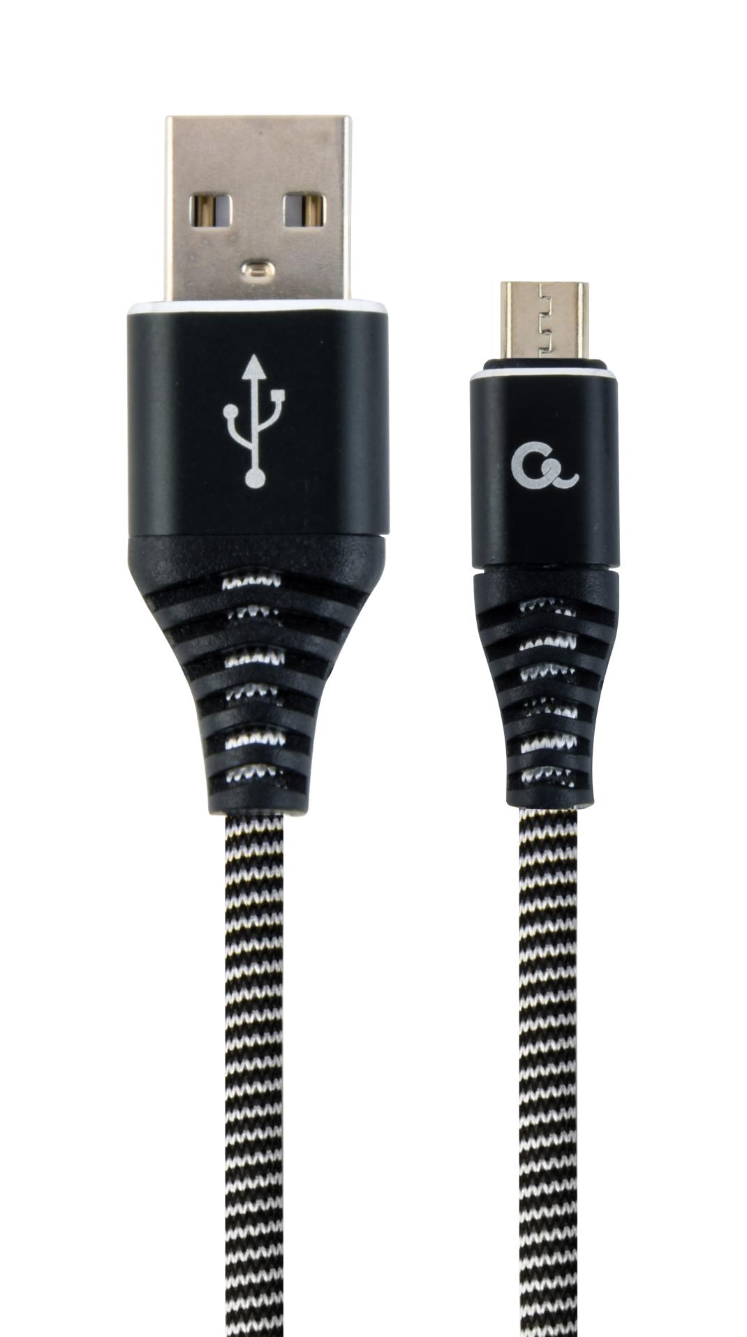 Gembird Datový kabel Gembird USB 2.0 - AM na MicroUSB (AM/BM), 1m, opletený, černo-bílý, blister, PREMIUM QU