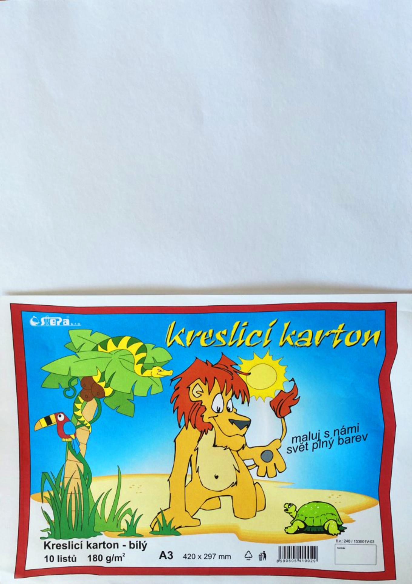 Kreslicí karton A3 - bílý, 180g/m2, 10 listů