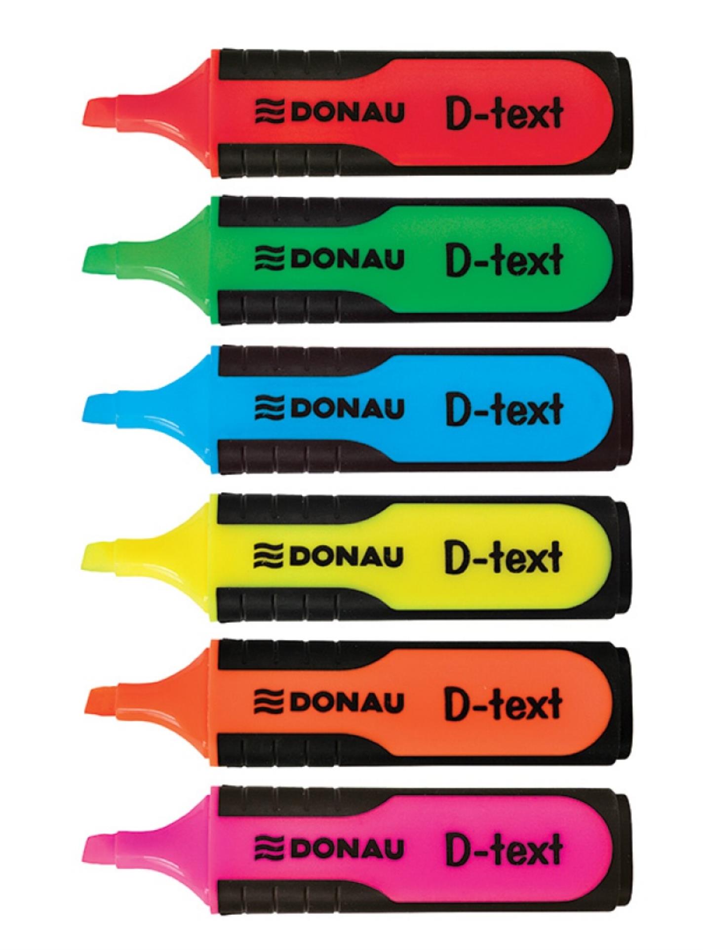 Zvýrazňovač Donau D-Text, stopa 1-5 mm, sada 6 barev