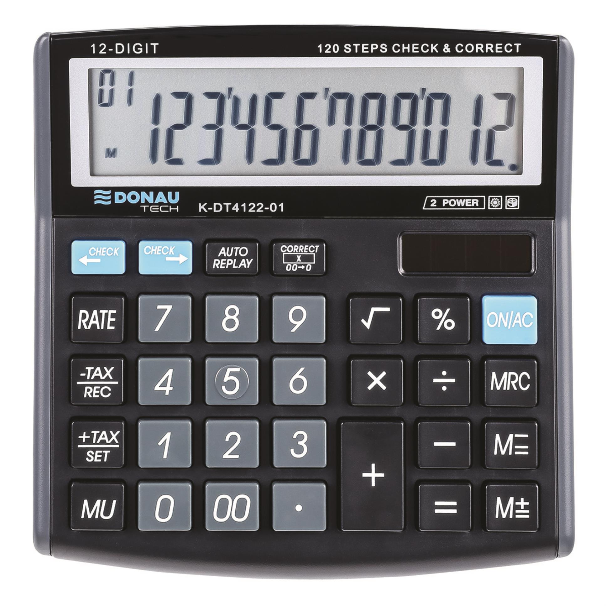 Stolní kalkulačka DONAU TECH, K-DT4122 - 12-míst displej, černá