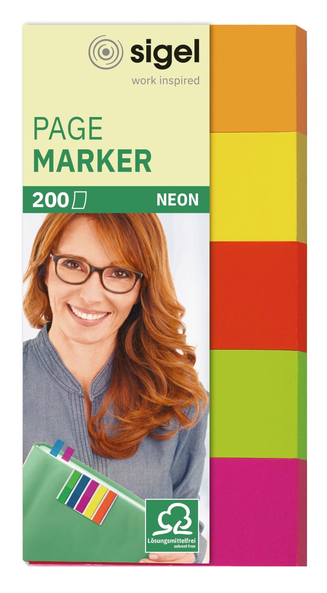Levně Samolepicí záložky Sigel -50 x 20 mm, mix neonových barev