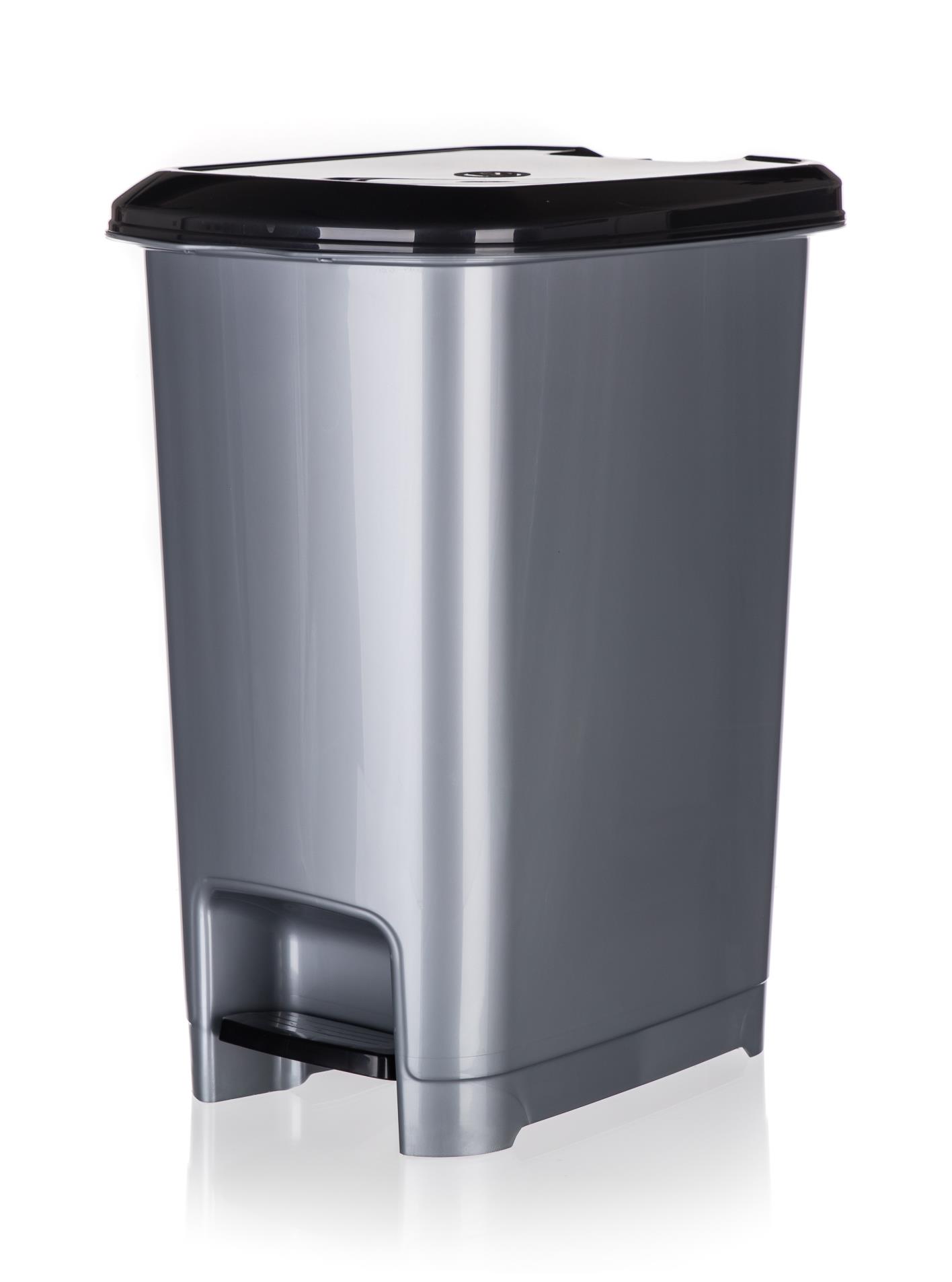 Odpadkový koš - nášlapný, šedý, 40 l