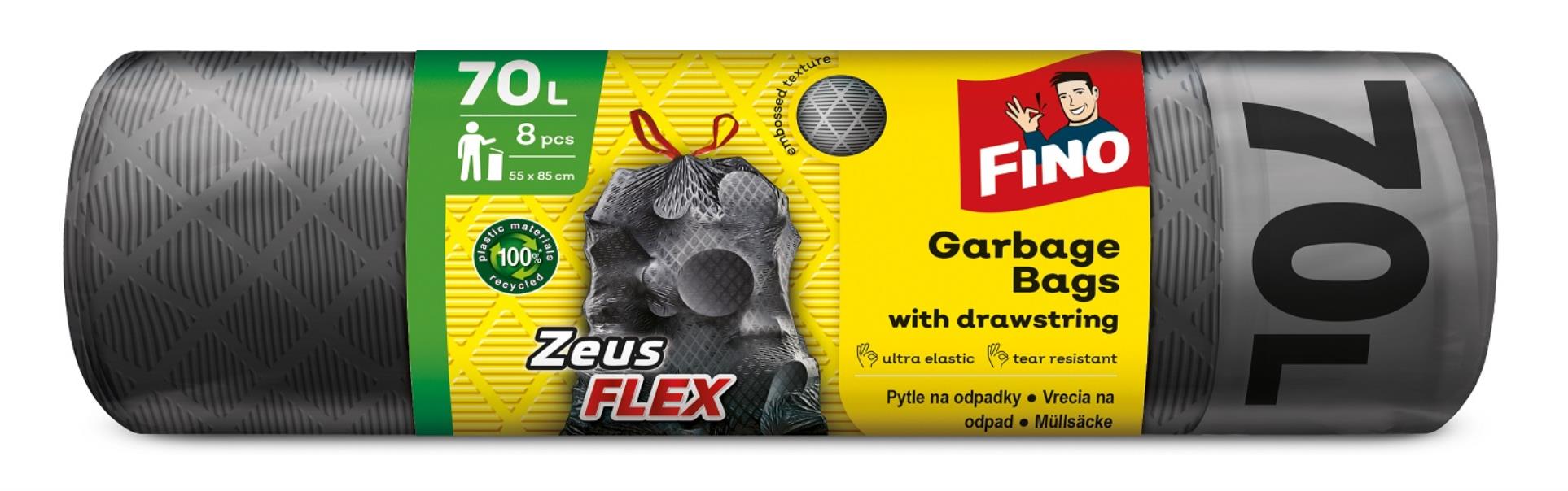 Levně Pytle na odpadky FINO FLEX - zatahovací, 70 l, 35 mic, 8 ks