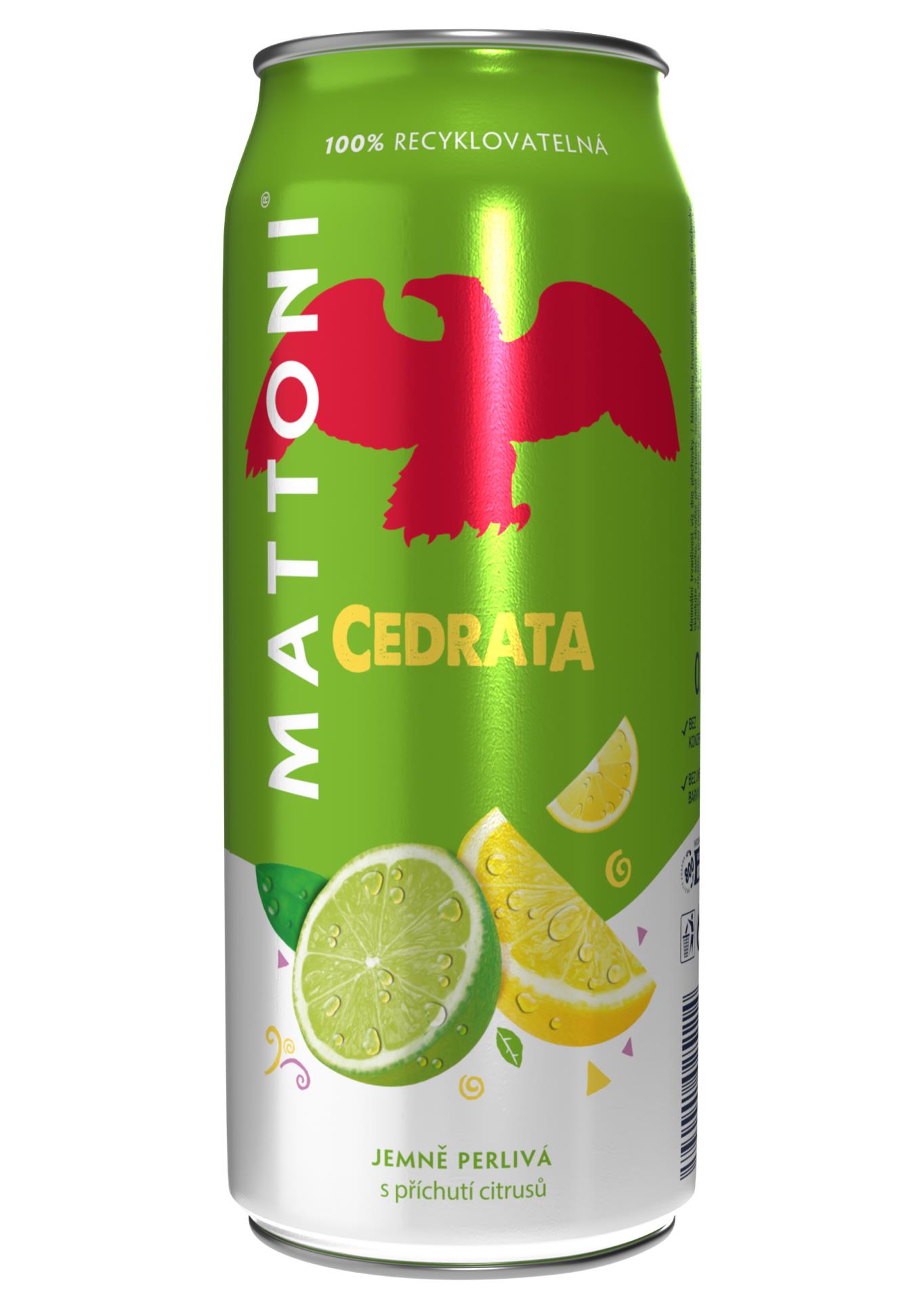 Levně Minerální voda Mattoni - cedrata, jemně perlivá, plech 24x 0,5 l