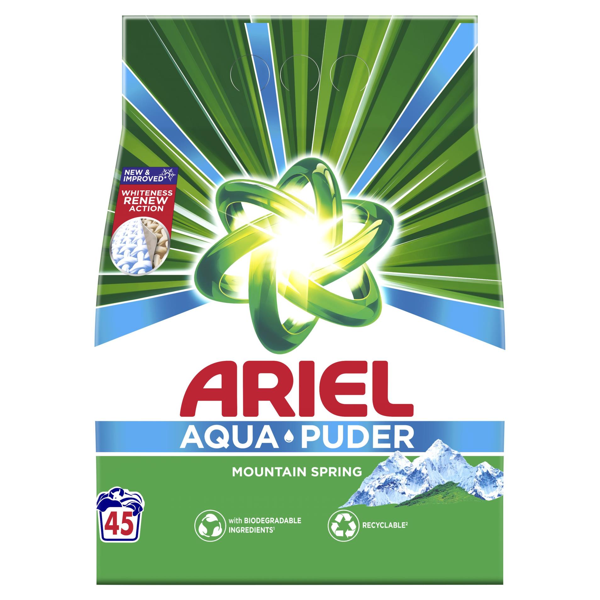 Prášek na praní Ariel - mountain spring, 2,925 kg, 45 dávek