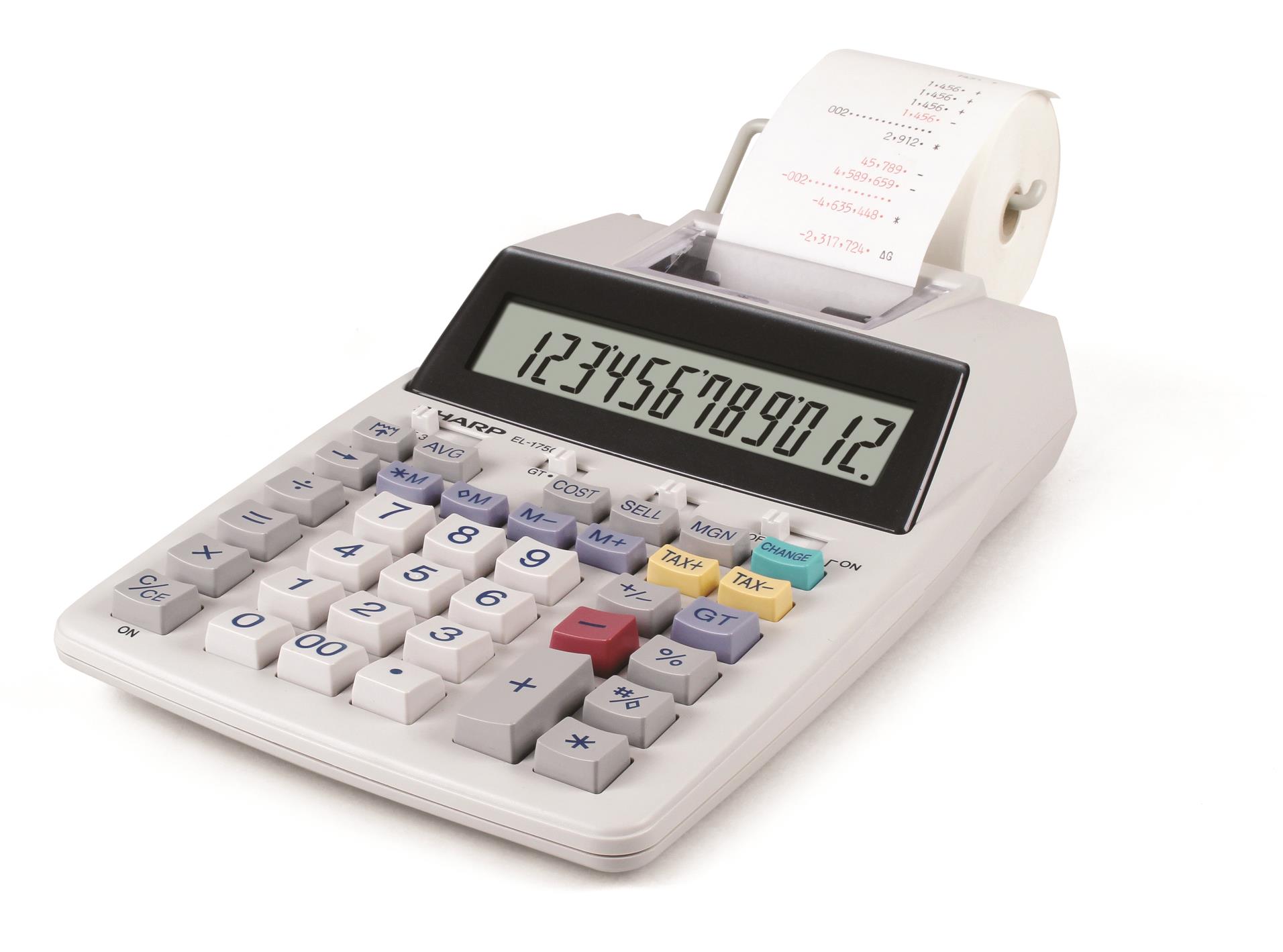 Kalkulačka s tiskem Sharp EL1750V - 12-míst, dvoubarevný tisk, bílá